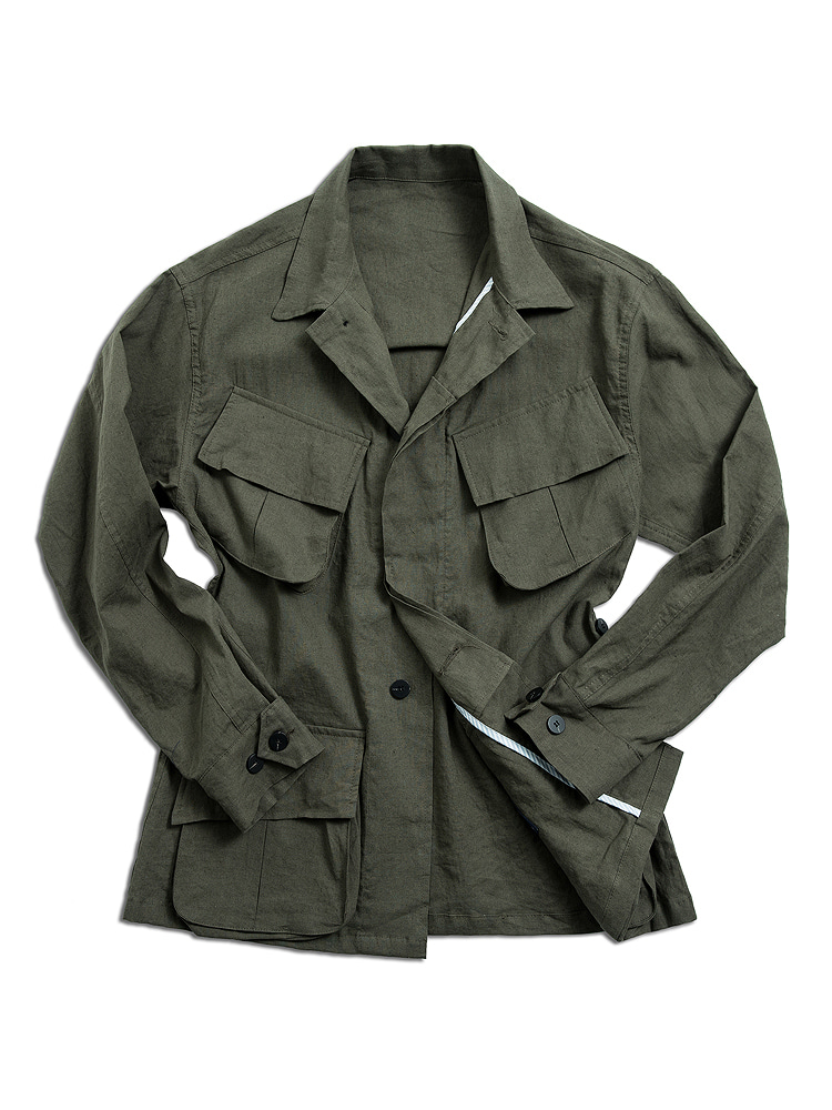 Linen safari jacket KHAKINIDDLE&amp;STITCH(니들앤스티치)