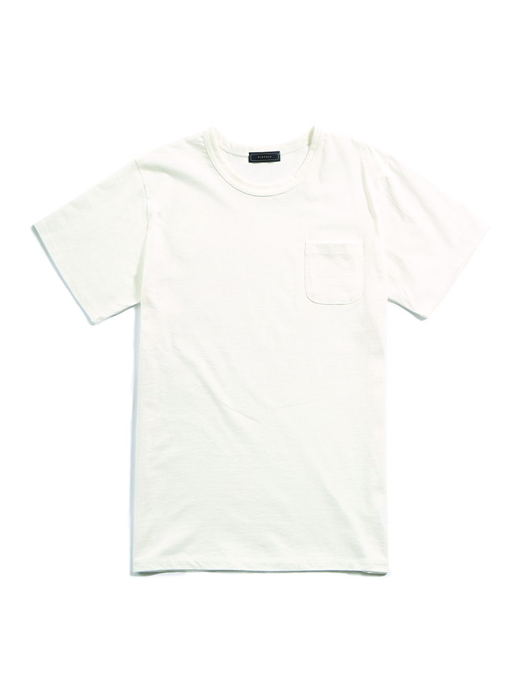 White shorts-sleeved pocket T-shirt PISTILO