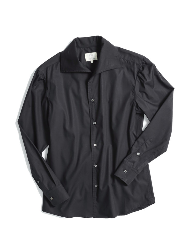 one-piece collar shirring shirt (Black)Fillchic(필시크)