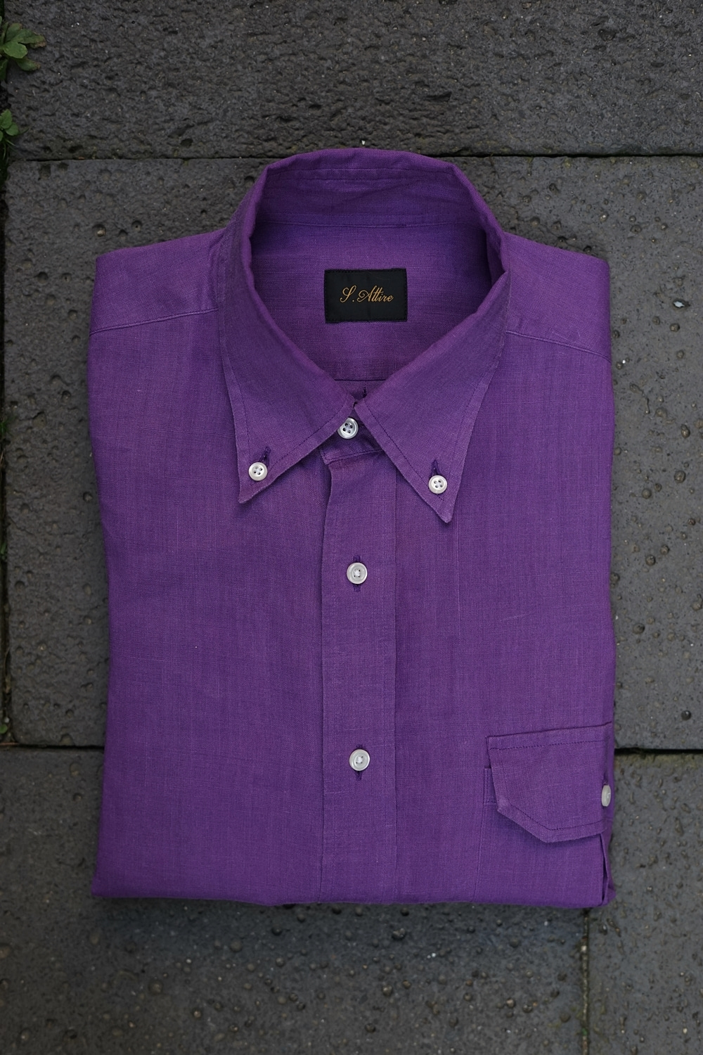 [S08]Linen 100% button down shirt PurpleSavile-attire(새빌어타이어)