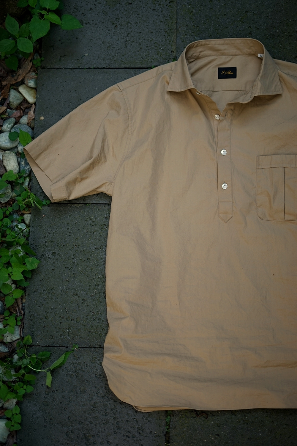 [S21]JAPANESE poplin 40&#039;s pullover shirt beige Savile-attire(새빌어타이어)