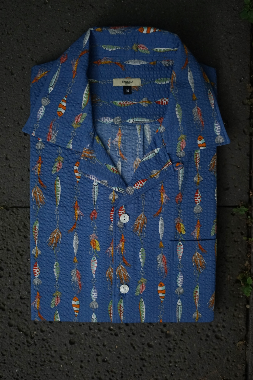 Seersucker Hawaiian Fishing Shirt vintage navyFrank J(프랭크제이)
