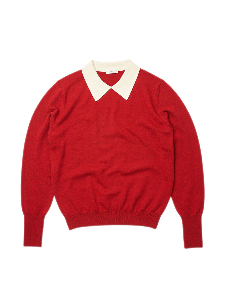 12gauge 2ply Polo knit red&amp;whiteVERNO(베르노)