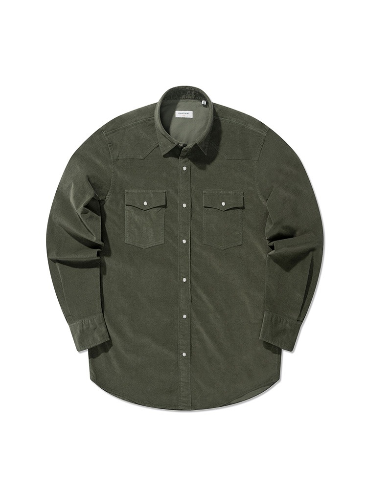 [레귤러]Corduroy Western Shirt (Olive Green)PRODE SHIRT(프로드셔츠)