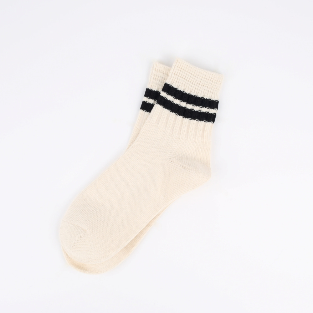 Heavy Weight Quarter Socks - Raw White (Black)ENRICH(인리치)