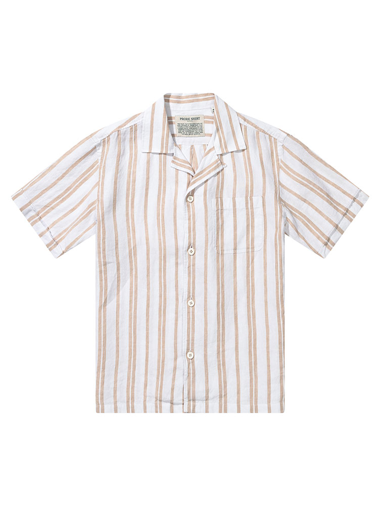 [Comfort] Cuban Open-Collar Linen Camp Shirt (Beige SP)PRODE SHIRT(프로드셔츠)
