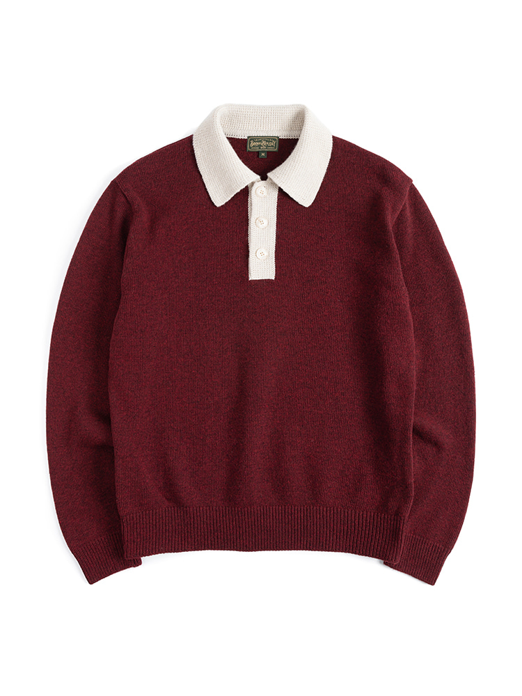 10 KNITTED RUGBY SHIRT (dark red)Boogie Holiday(부기홀리데이)