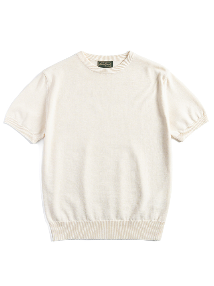 11 ESSENTIAL KNITTED T-SHIRT (CREAM)Boogie Holiday(부기홀리데이)