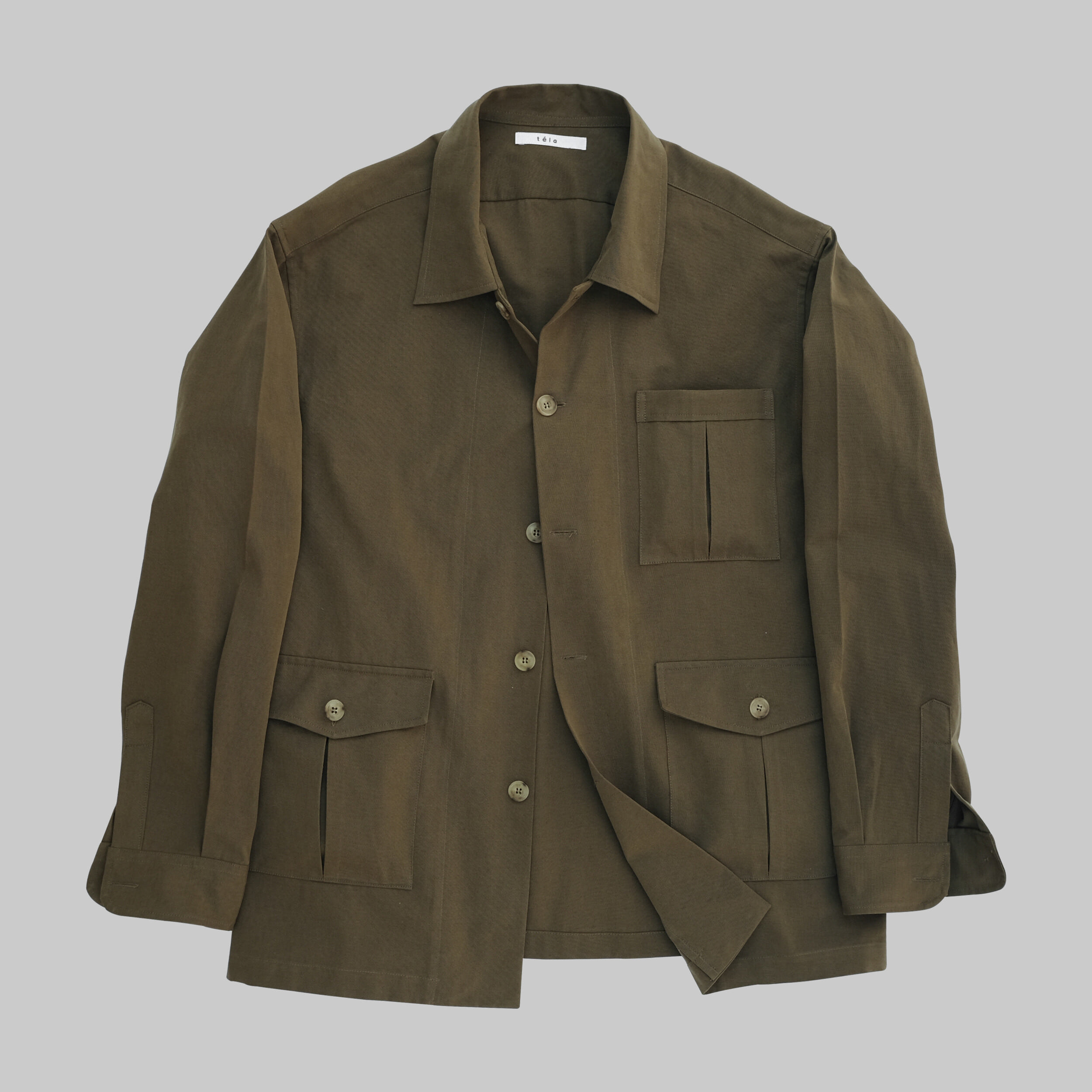 [24ss]Olive Twill Cotton Linen Shirt JacketTela(뗄라)