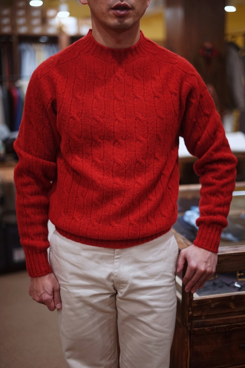 FINLAY CREW CABLE POPPYEsk Valley Knitwear(에스크 밸리)